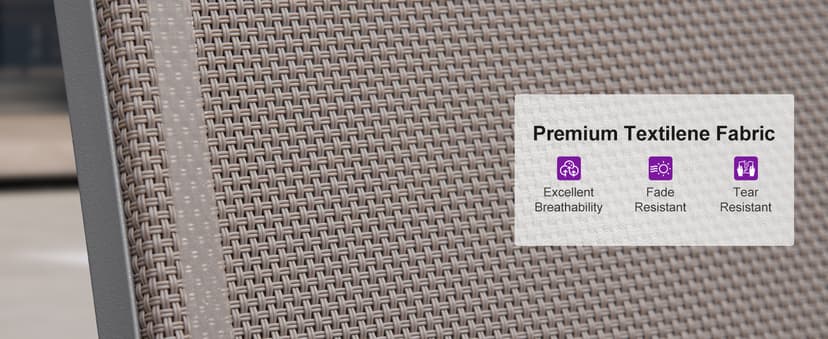 PURPLE LEAF Patio Chaise Lounge Chair Set of 3 Outside Aluminum Plastic Stackable Tanning Chairs with Armrests and Side Table for Pool Sunbathing Beach Deck Outdoor Lounger, Taupe