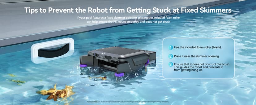 Solar-Powered Robotic Pool Surface Skimmer Cleaner with 24/7 Continuous Cleaning and Re-Engineered Twin Salt Tolerant Motors, Dual Charging,Smart Obstacle Avoidance, 150-um Filtration