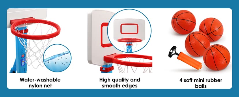 SUPER JOY Toddler Basketball Hoop - Height Adjustable Kids Hoop for Indoor & Outdoor Play - Portable Mini Basketball Goal for Poolside- Game Sport Toy for Boys & Girls Age 1 2 3 4 5