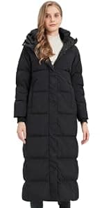 ANYIELIEMO Women’s Thick Long Goose Down Coat Hooded Warm Winter Down Puffer Parka Jacket with Knee-Length Coverage
