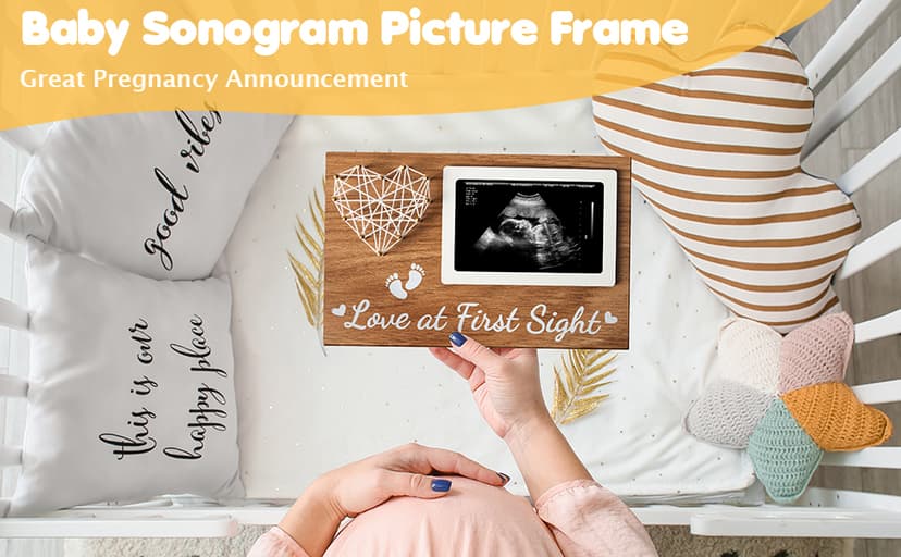 Pregnancy Gifts for First Time Moms - New Parents Gift Set Pregnancy Announcement Baby Shower Basket Mom & Dad Mugs, Baby Ultrasound Frame, Decision Coin, Onesie, Bib and Socks