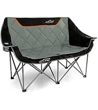 FAIR WIND Oversized Fully Padded Camping Chair, Heavy Duty Quad Fold Chair Arm Chair Support 350 LBS with Cup Holder, Collapsible Lumbar Back Chair Portable for Outdoor, Black