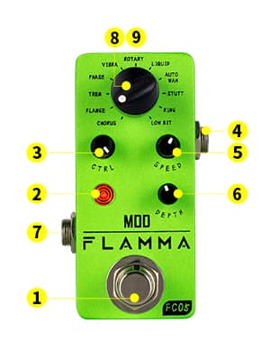 FLAMMA FC05 Mini Modulation Pedal with Chorus Flanger Tremolo Phaser Vibrato Rotary Liquid Autowah Stutter Ring LowBit