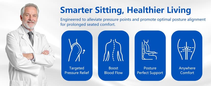 Lumbar Support Pillow for Office Chair,Seat Cushion with Back Support,Office Chair Cushion for Tailbone Pain,Sciatica and Hemorrhoid Relief (Black)