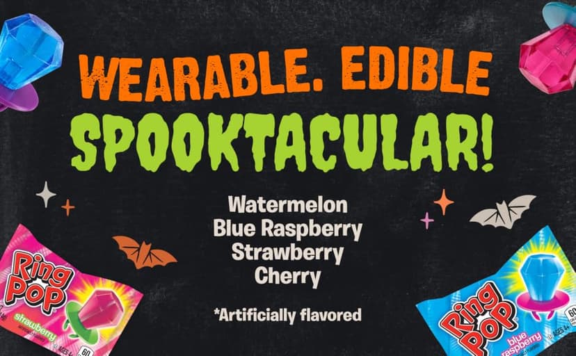 Ring Pop Candy, Christmas Lollipops, 20 Ct Party Favors in Assorted Fruity Flavors - Full Size, Bulk Variety Pack, Individually Wrapped Hard Candy For Stocking Stuffers, Holiday Gifts