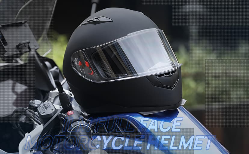 ILM Full Face Motorcycle Street Bike Helmet with Removable Winter Neck Scarf + 2 Visors DOT Model ILM-313 (L, Matte Black)