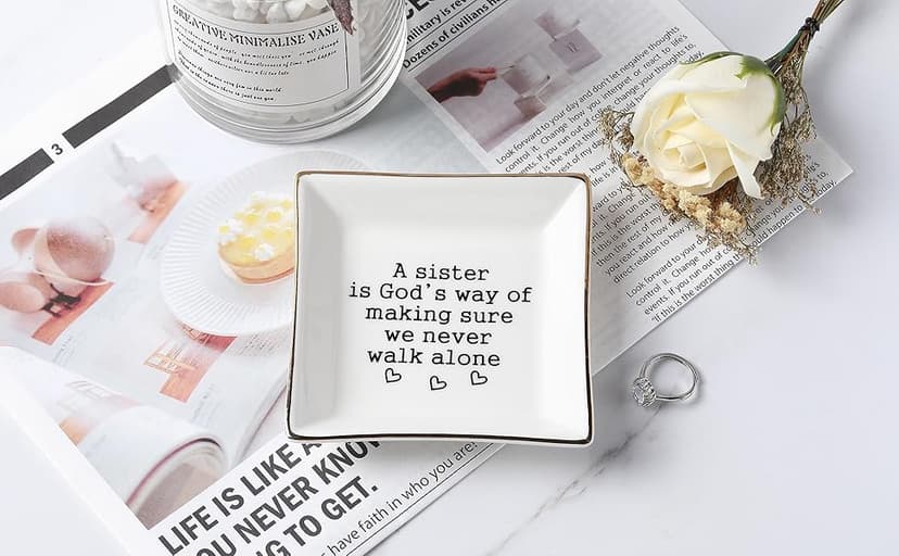 Sister Gifts, Mother's Day Gifts for Sister Ring Dish- A Sister is God's Way of Making Sure We Never Walk Alone- Birthdays Christmas Wedding Gifts for Sister, Soul Sister, Best Friends, Sister in Law