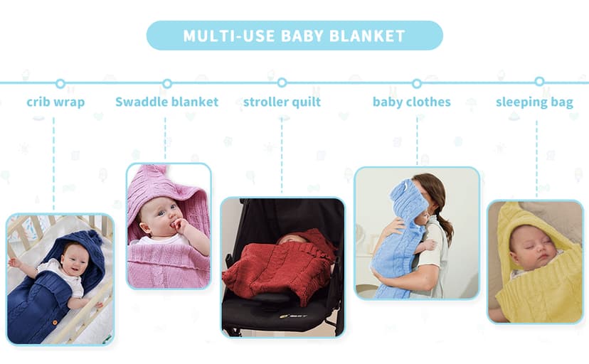 XMWEALTHY Newborn Baby Wrap Swaddle Blanket Knit Sleeping Bag Sleep Sack Stroller Wrap for Baby(Beige) (0-6 Month)