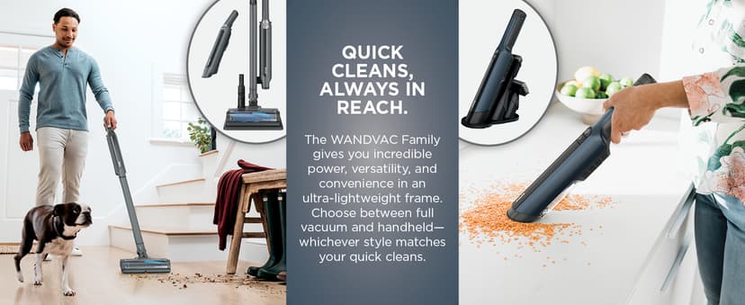 Shark WV410BL WANDVAC Cordless Hand Vacuum, Ultra-Lightweight & Portable with Powerful Suction & Tools for Pets, Designed for Car & Home, Dark Blue