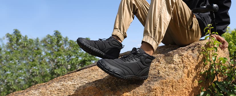 FLARUT Mens Womens Barefoot Snow Boots Winter Warm Shoes Fur Lined Wide Toe Box Zero Drop Ankle Sneakers