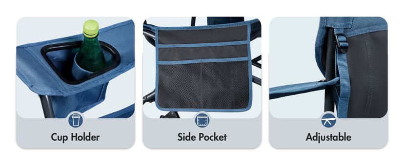 Portal Outdoor Rocking Chair Camping Folding Portable Rocker with Cup Holder Side Pocket Carry Bag, Support 350LBS (Midnight Blue)