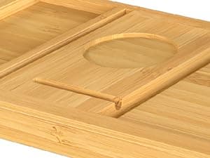 Bathtub Tray - Expandable Bamboo Bath Tray for Tub with Wine Glass Holder, Book & Tablet Stand - Wooden Bathtub Caddy Tray Table for Bathroom Accessories, Spa Relaxation, Housewarming & Wedding Gift