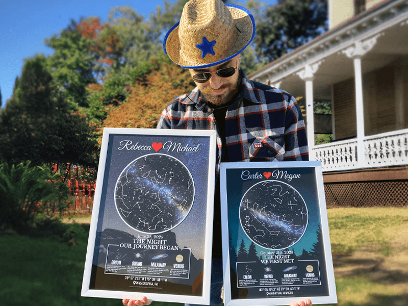 Custom Star Map for Anniversary - Premium Glossy Acrylic - The Night We Met Personalized Constellation Chart - High-Shine Plexiglass Night Sky - Romantic Gift for Her, Wife, Him or Husband - Framed Wall Art B0DH8LR3Z4