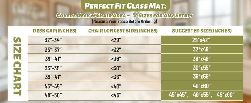 Office Chair Mat for Carpet & Hardwood, Upgraded 36" x 48" Dual Use Tempered Glass Chair Mat for Chair and Footrest Under Desk