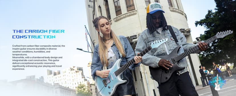 Enya Electric Guitar Inspire 39" Smart Electric Carbon Fiber Guitarra with 15W Wireless Speaker, 20 Distinct Tones, Onboard Presets, Charging Cable, Adjusting Wrench, and Gig Bag