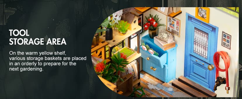 Rolife DIY Miniature House Kit Greenhouse, Tiny House Kit for Adults to Build, Mini House Making Kit with Furniture, Halloween/Christmas Decorations/Gifts for Family and Friends (Cathy's Greenhouse)