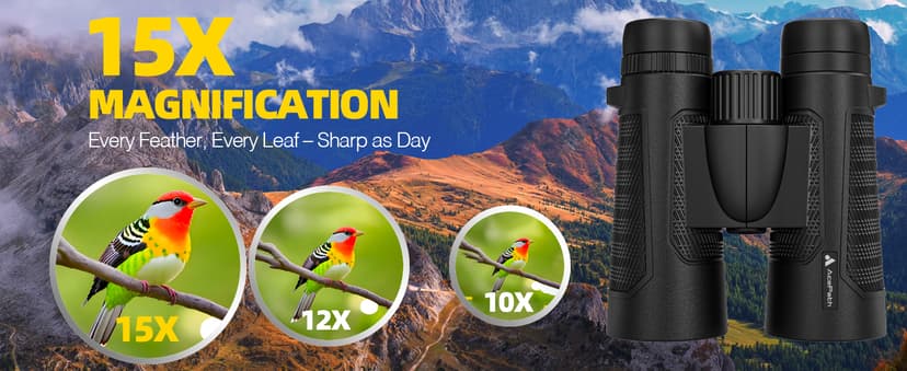 15x56 Binoculars for Adults High Powered - Large View Binoculars with Clear Low Light Vision - Waterproof Compact Binocular for Hunting Camping Cruise Travel Bird Watching