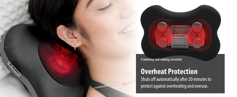Zyllion Shiatsu Back and Neck Massager with Heat - 3D Electric Kneading Deep Tissue Massage Pillow for Muscle Pain Relief, Black, ZMA-13