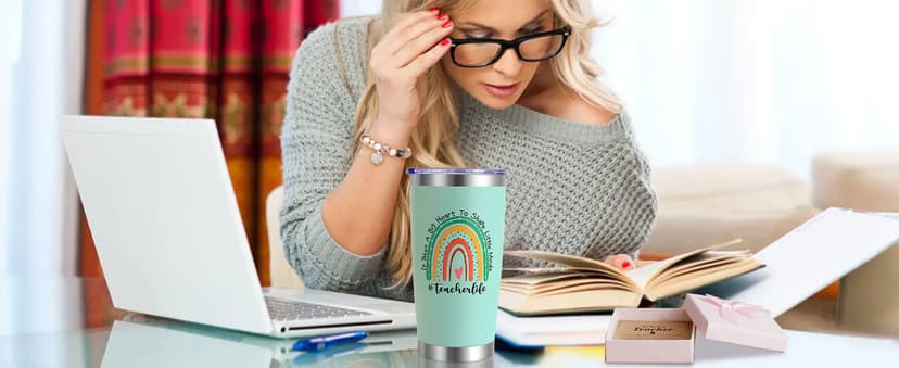 Best Teacher Appreciation Gifts for Women, Back to School, Christmas, Thank You Gifts for New Teacher-20 oz Tumbler Set -Green