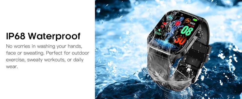 Advanced Health Smartwatch for Women Men with Real-Time Monitoring of Heart Rate, Blood Oxygen, Body Temperature, Blood Pressure, Sleep Auality and Stress Levels.Always-On Display, for Android & iOS