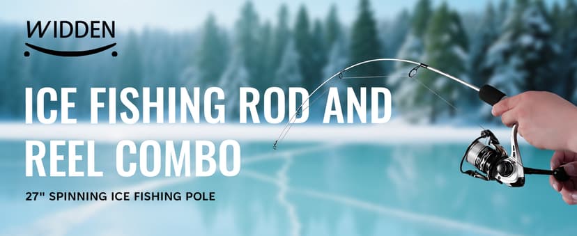 WIDDEN Ice Fishing Rod and Reel Combo, 27" Medium Light Spinning Ice Fishing Pole, Gear with Tackle Box Kit, Line, Lures for Saltwater, Freshwater Trout, Bass, Walleye