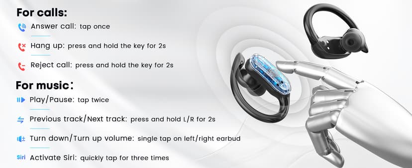 TRAUSI Wireless Earbuds, Bluetooth 5.4 Headphones, True Wireless Stereo Earphones with Noise Cancelling Mic, IPX7 Waterproof, Comfort Fit and Fast Charging Ear Buds (Black)