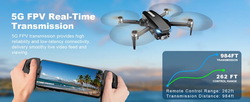 GPS Drone with Camera for Adults, 2K HD FPV Drone with Auto Return, Follow Me, Circle Fly, Waypoint Fly, Stable Hover, Brushless Motor, Foldable 5G Transmission Remote Control Quadcopter, Black