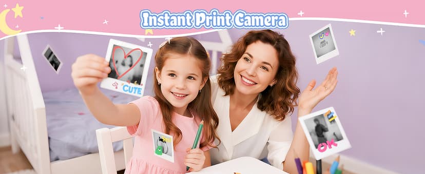 Kids Camera, 1080P Instant Digital Print Camera for Kids, Christmas Birthday Gifts for 4 5 6 7 8 9 10 Year Old Girls Boys, Portable Toy with 32GB SD Card & 3 Rolls Printing Paper, Purple