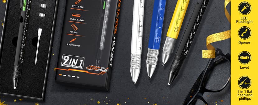 Christmas Mens Gifts for Him Dad Husband, White Elephant Gifts for Adults, Dad Gifts Gadgets for Men BIIB Mens Stocking Stuffers Gifts for Men Teens Adults 9-in-1 Multitool Pen B081381JD4