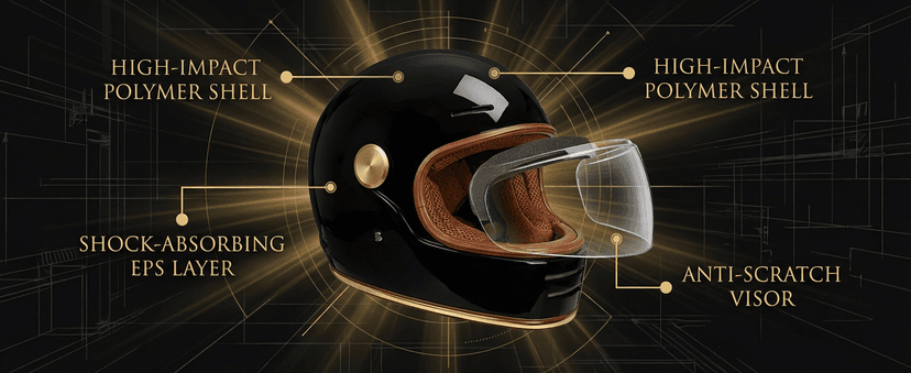 Retro Motorcycle Helmet for Adults?Vintage Full Face Helmet with Ventilation System, Waterproof Design for Motorcycle Riding
