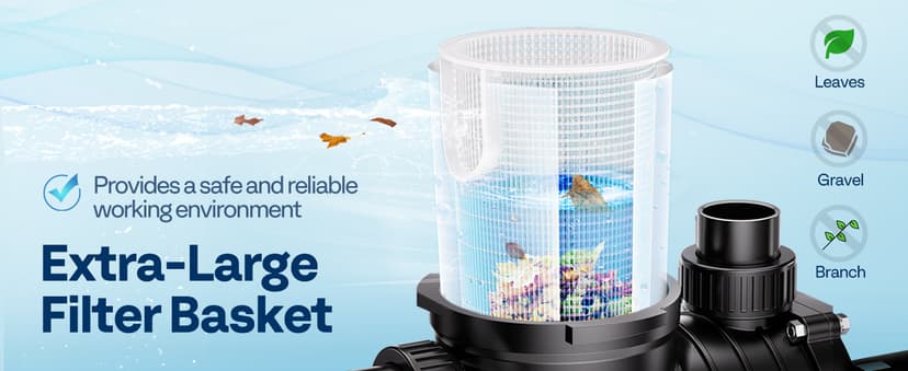 VIVOHOME 2.0HP Pool Pump - 115V/230V Self-Priming Motor - In/Above Ground - 6800GPH Energy Efficient - 1.5", 2", and 1.25"-1.5" Connectors w/Strainer Basket