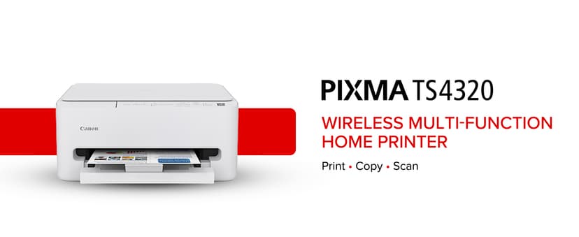 Canon PIXMA TS4320 Wireless Color Inkjet Printer for Duplex Printing, White – Cost Efficient Home Printer with Copier/Scanner, Compact Design, Easy Setup, 1 Year Limited Warranty