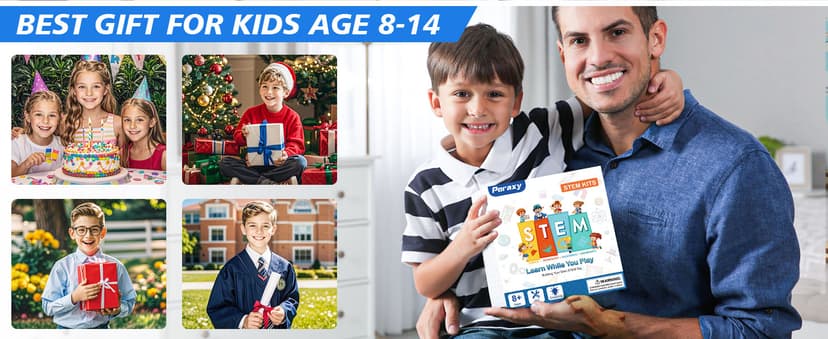 Poraxy STEM Kits for Kids 8-10, STEM Toys for Boys Age 8-12, Remote Control Car, Wooden 3D Puzzles 8-13 Science Projects Building Model, Birthday Gifts for 8 9 10 11 12 13 14 Year Old Teen Boys Girls