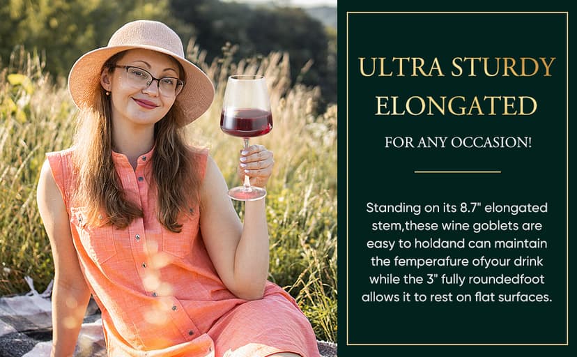 Red wine glasses 19oz Hand Blown Premium Crystal White square wine glass set of 4 Unique Large Wine Glasses Long Stem for men or women Wedding, Anniversary, Christmas Gift Box Give away gifts