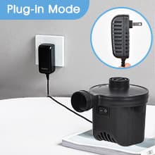 Electric Air Pump,Portable Quick-Fill Air Pump, Air Mattress Pump with 3 Nozzles for Inflatable Boat, Air Mattress Beds,Swimming Ring.Compatible with Home and car Adapter by Inscool (110V AC/12V DC)