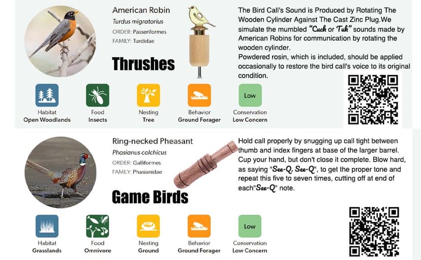 ZDH 9-Piece Wooden Bird Call Set – Handcrafted Bird-Call in Acrylic Wooden Box for Birdwatchers, Nature Lovers, Outdoor Exploration & Education All