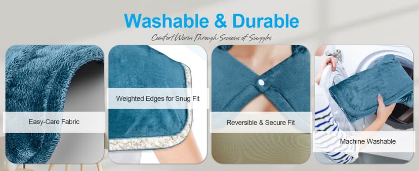 NIUONSIX Heating Pad for Neck and Shoulders and Back, Birthday Gifts for Women Mom Wife Men Dad, Weighted Electric Heated Wrap for Pain Relief and Daily Relax, 6 Heat Settings 4 Timers Auto Off, Blue