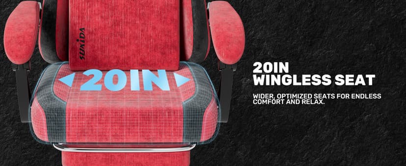 SUKIDA Fabric Video Gaming Chair, Ergonomic High-Back Computer Game Chairs with Large Massage Adjustable Lumbar Support, Headrest and Linked Armrests for Long Hours Sitting Task Chair, Red