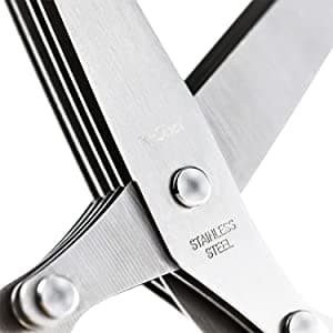 Herb Scissors, X-Chef Multipurpose 5 Blade Kitchen Herb Shears Herb Cutter with Safety Cover and Cleaning Comb for Chopping Basil Chive Parsley (Green)