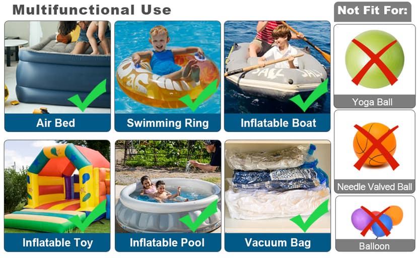 Electric Air Pump Portable 460W Quick-Fill Air Pump Air Flow 45CFM 2.1PSI with Hose 5 Nozzles 120V AC Inflator Deflator Pump for Air Mattress Air Bed Inflatable Cushion Boat Swimming Ring