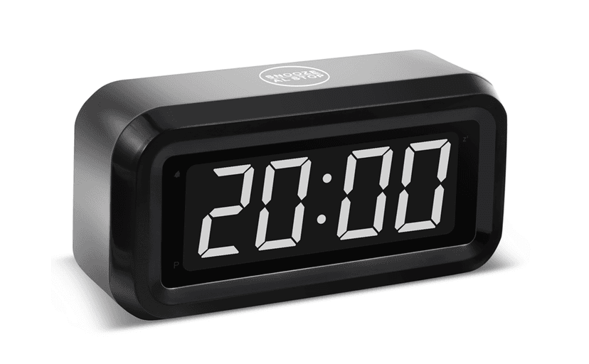 Timegyro Digital Alarm Clock Battery Operated with LED Display for Bedrooms, Long Battery Life for 12 Months, 3 Brightness Adjustable, 12/24 Hour, Snooze, Black Case with White Digits
