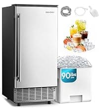 EUHOMY Commercial Ice Maker Machine,120lbs/24H Stainless Steel Under Counter Ice Machine with 33lbs Storage Bin, Freestanding Ice Maker for Home/Bar/Cafe/Restaurant
