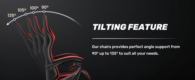 Gaming Chair, Backrest and Seat Height Adjustable Swivel Recliner Racing Office Computer Ergonomic Video Game Chair with Footrest and Lumbar Support, Red/Black