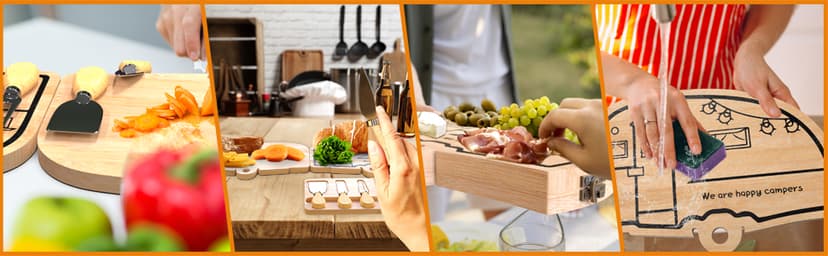 Unique Cheese Cutting Board Gift Set for Mom, House Warming, Wedding Gifts for Couples Bamboo Charcuterie Board Set - Foldable Serving Tray with Utensils B0C741CVFV