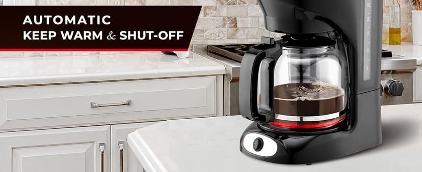 Mueller 12-Cup Drip Coffee Maker - Borosilicate Carafe, Auto-Off, Reusable Filter, Anti-Drip, Keep-Warm Function, Clear Water Level Window Coffee Machine, Kitchen Essentials & Accessories