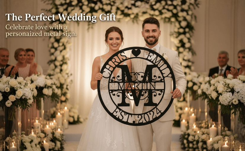 Custom Metal Signs | Personalized Monogram Name Sign | Wedding Gifts for Couples 2025 | Outdoor Wall Art for Family Name | Anniversary Wedding Gifts for Women, Wife, Parents, couple