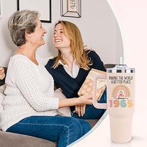 60th Birthday Gifts for Women Her, Cool 1965 60 th Birthday Gifts for Woman Turning 60 Year Old, 60th Birthday Decorations for Women Mom, 60th Birthday Gifts Ideas, 60 and Fabulous 40oz Tumbler Cup