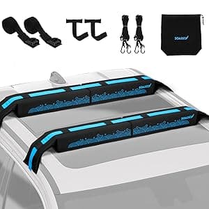 Universal Car Soft Roof Rack,Roof Pads Luggage Carrier for Kayak, Surfboard SUP, Canoe Include Storage Bag, 2 Quick Loop Strap, 2 Tie Down Rope, and 2 Heavy Duty Tie Down Straps
