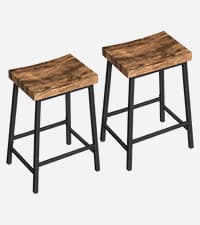 MAHANCRIS Dining Chair Set of 2, Rustic Wooden Kitchen Chairs with Backrest, Farmhouse Dining Chairs for Kitchen, Industrial Style Chair with Metal Frame, Easy Assembly, Rustic Brown TBHR1001