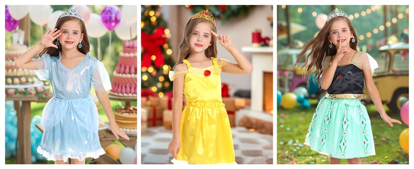 LIMIROLER Princess Dress Up Clothes for Little Girl Role Play Costume Gift Set Princess Dress Up Toys for Toddler Girls B0DF2V6NHW